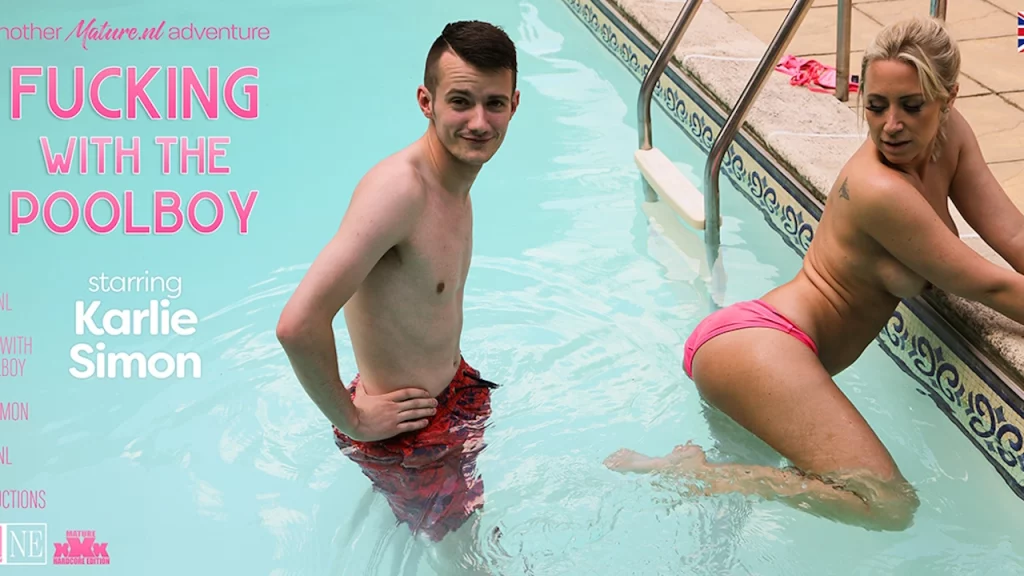 MatureNL - Hot British Lady Karlie Simon gets fucked by the poolboy - Full Video Porn!