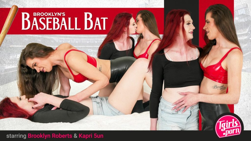 TgirlPorn - Brooklyn’s Baseball Bat – Brooklyn Roberts & Kapri 5un - Full Video Porn